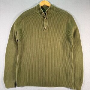 Vintage Banana Republic Henley Knit‎ Sweater Mens XL Green Comfort 2007 Y2K